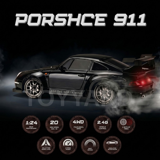 Porsche 911 Style RC Drift Car – Black Edition | High-Speed Racing