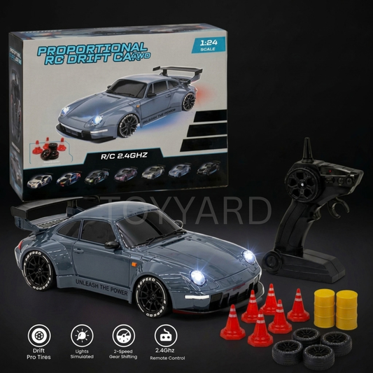 Porsche 911 Style RC Drift Car – Grey Edition | High-Speed Racing