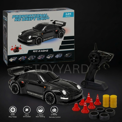 Porsche 911 Style RC Drift Car – Black Edition | High-Speed Racing