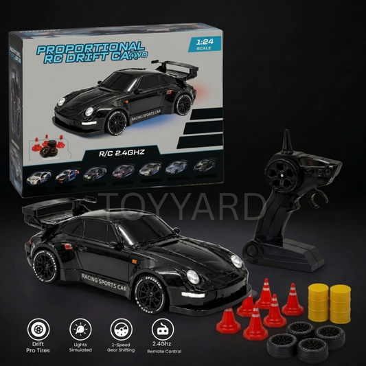 Porsche 911 Style RC Drift Car – Black Edition | High-Speed Racing