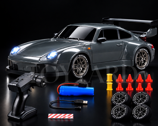 Porsche 911 Style RC Drift Car – Grey Edition | High-Speed Racing