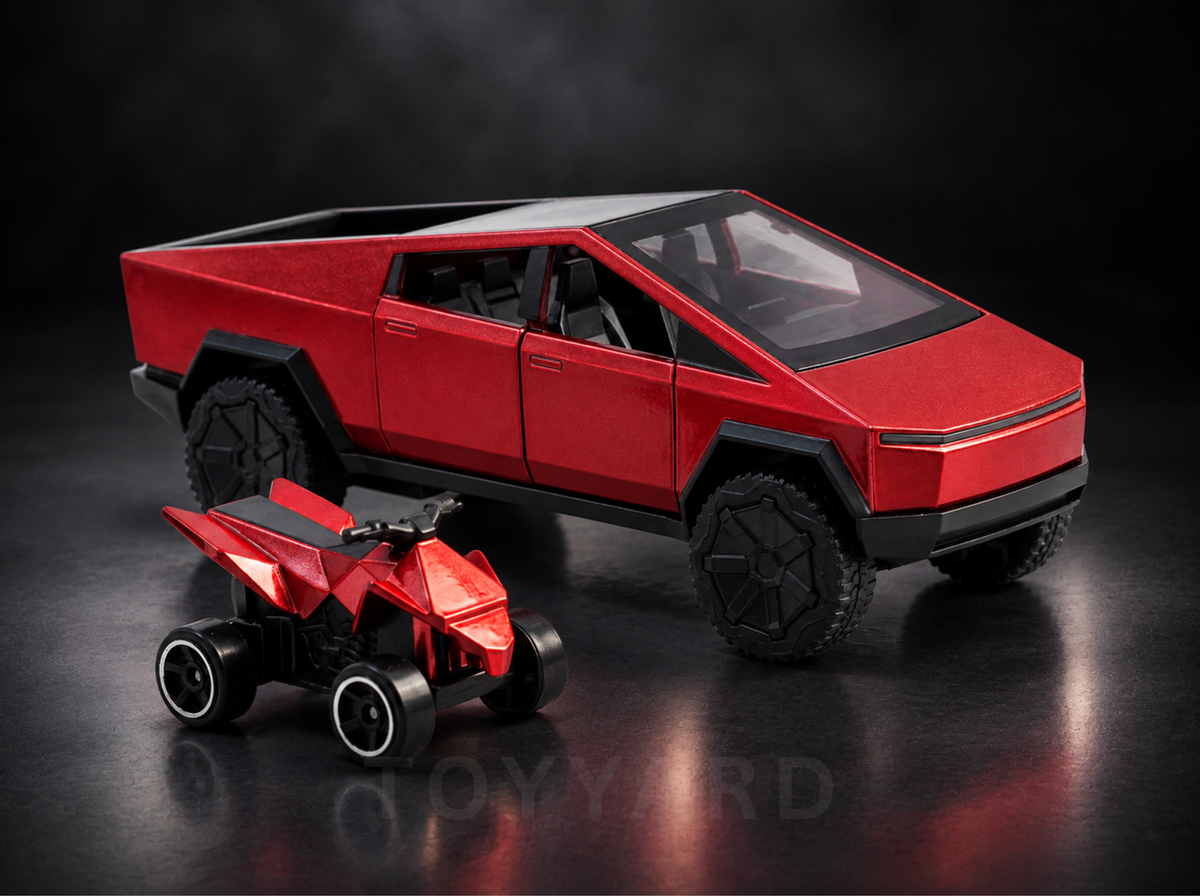 Red Tesla Cybertruck Diecast Model - Alloy Toy Car