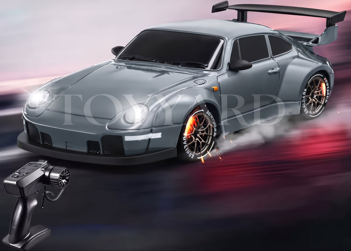 Porsche 911 Style RC Drift Car – Grey Edition | High-Speed Racing